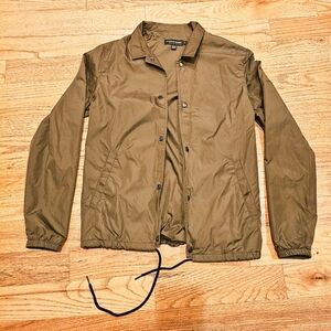 American Apparel Size S Mens Khaki Green Windbreaker Buttom Down Collared Light